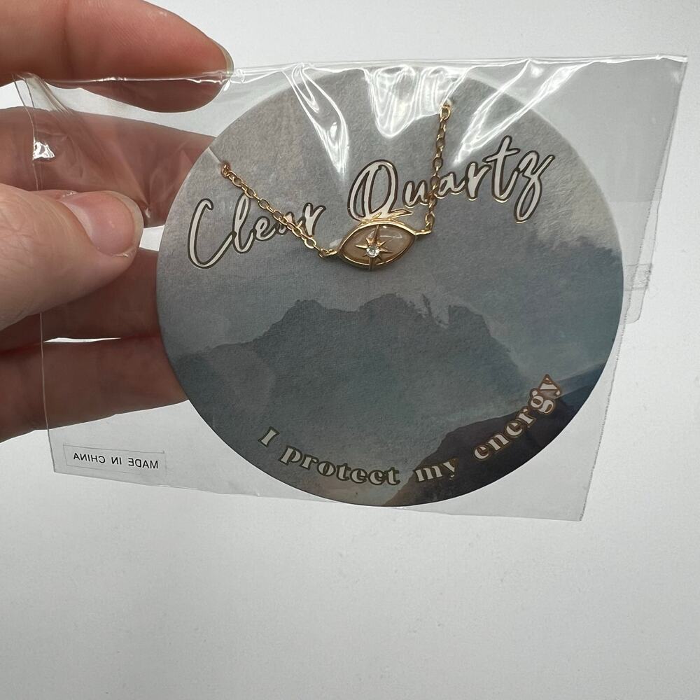 Francesca's NWT Silver Clear Quartzโ Eye Necklace